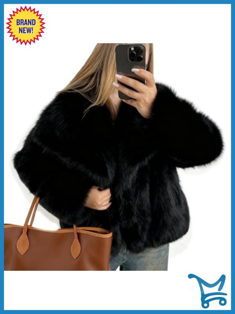 Faux Fur Jacket Long Sleeve Lapel Furry Winter Shaggy Parka Short Coat